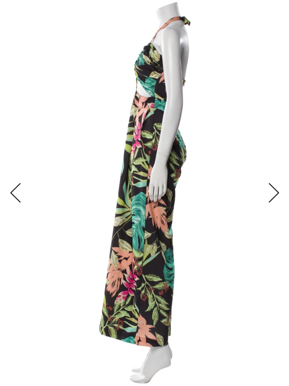 PatBO Tropical Halter Cutout Jumpsuit with Pink & Green Print - Picture 5 of 7